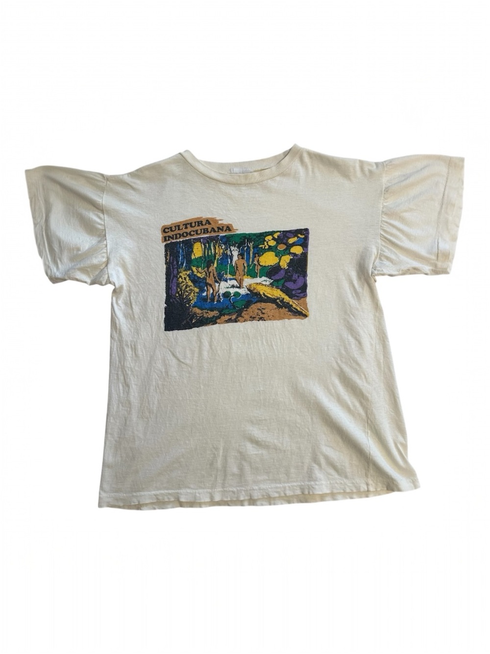 Vintage Cultura Indocubana Single Stitch Graphic Short Sleeve T-Shirt Cuba